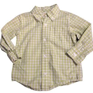Gymboree Lime Green Plaid Button Up Shirt